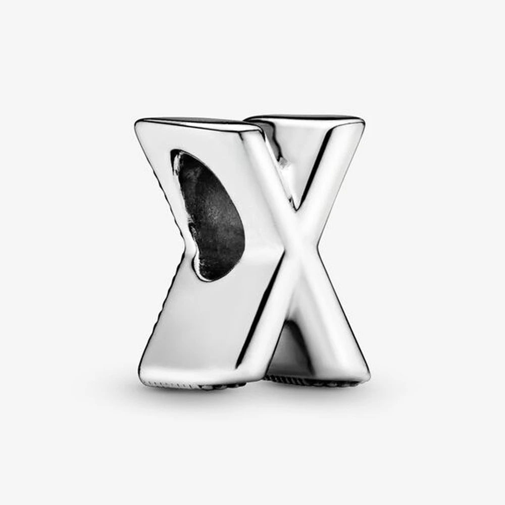 Authentic 925 Silver Plated 26 Letters A-Z Alphabet Bead Charm Fit Pan Bracelet Woman Handbag Holder