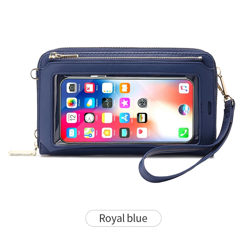 Xajzpa RFID Blocking Touch Screen Mobile Phone Bag, Functional Crossbody Long Wallet, Women's Mini Coin Purse