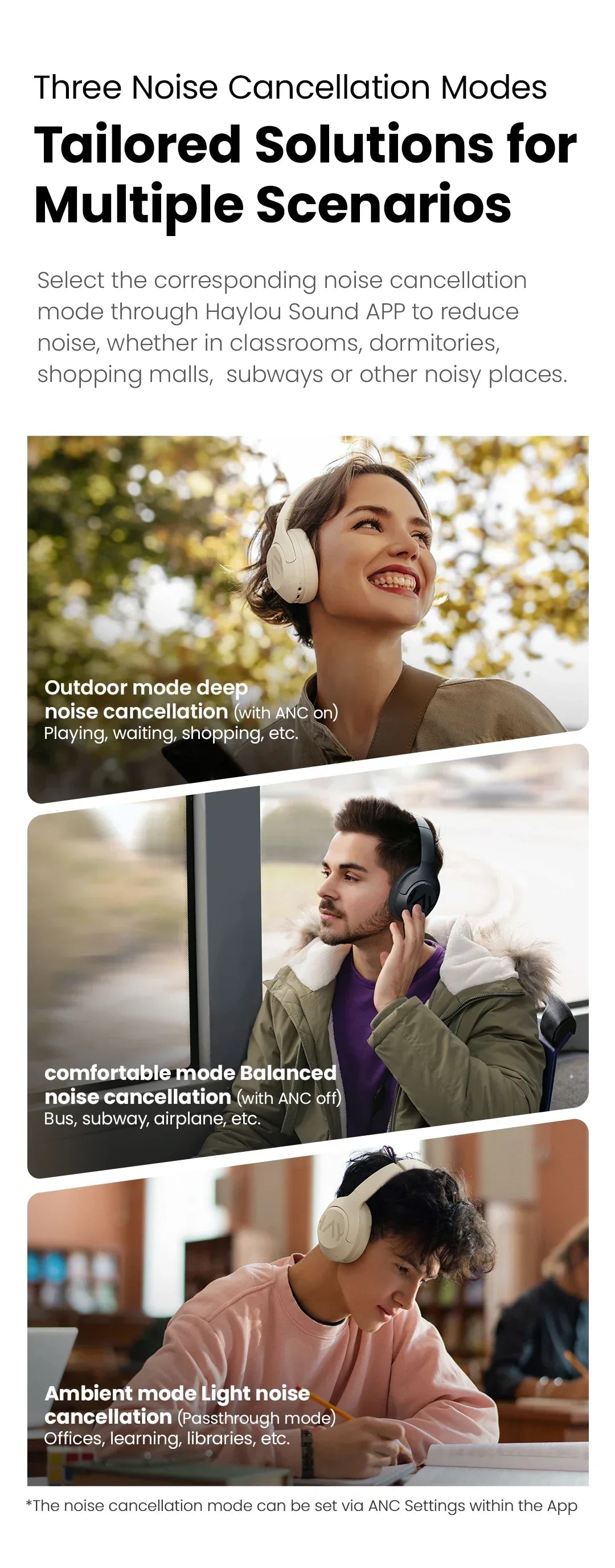 HAYLOU S30 Wireless Bluetooth 5.4 Headphones with 43dB ANC, 40mm Drivers, 80H Playtime