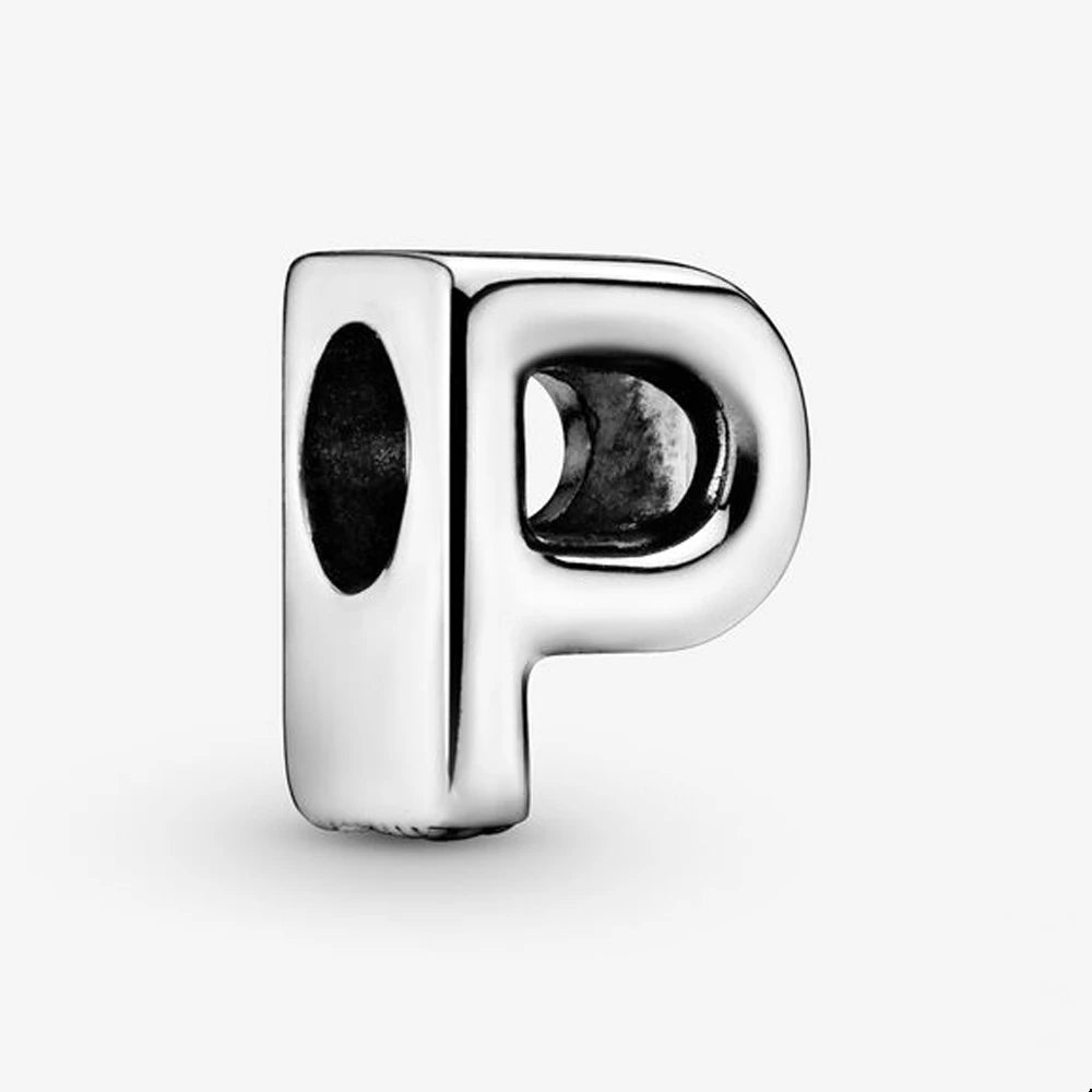 Authentic 925 Silver Plated 26 Letters A-Z Alphabet Bead Charm Fit Pan Bracelet Woman Handbag Holder