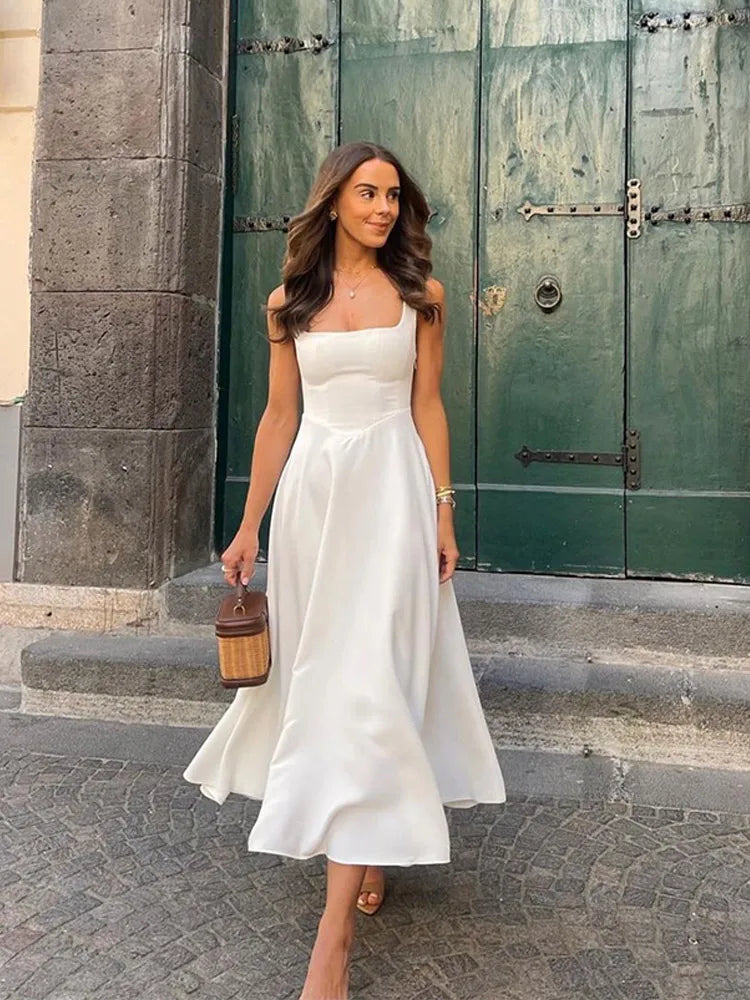 Polka Dot Summer Maxi Dress - Casual Retro Chic Style