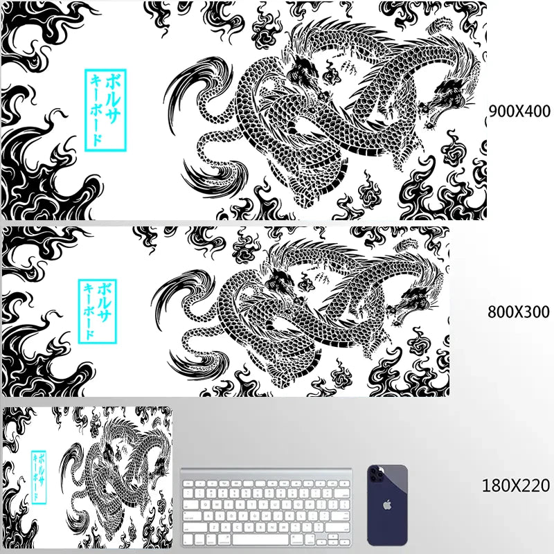 Golden Japanese Dragon Mouse Pad