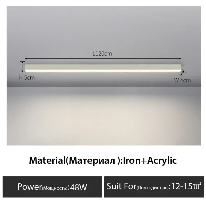 Contemporary Long Strip LED Ceiling Light Fixture for Balcony, Aisle, Bedroom, and Living Room Decor