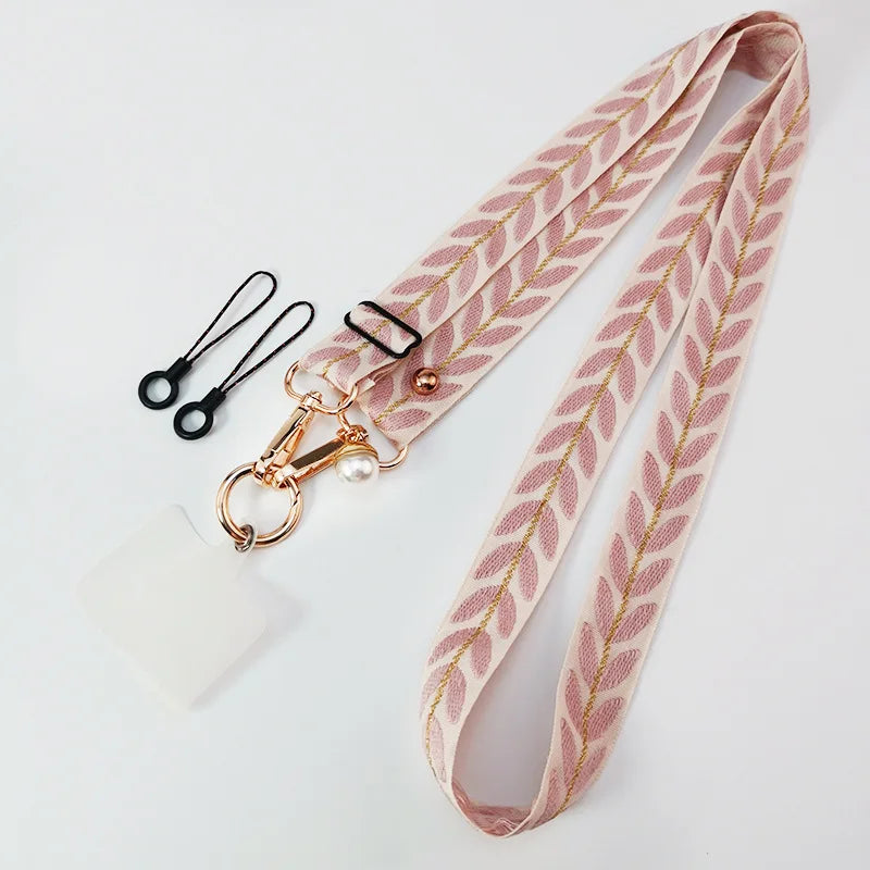 Universal Adjustable Mobile Phone Lanyard for Women Crossbody Single Shoulder Neck Strap Pearl Pendant Hanging Anti Loss Rope