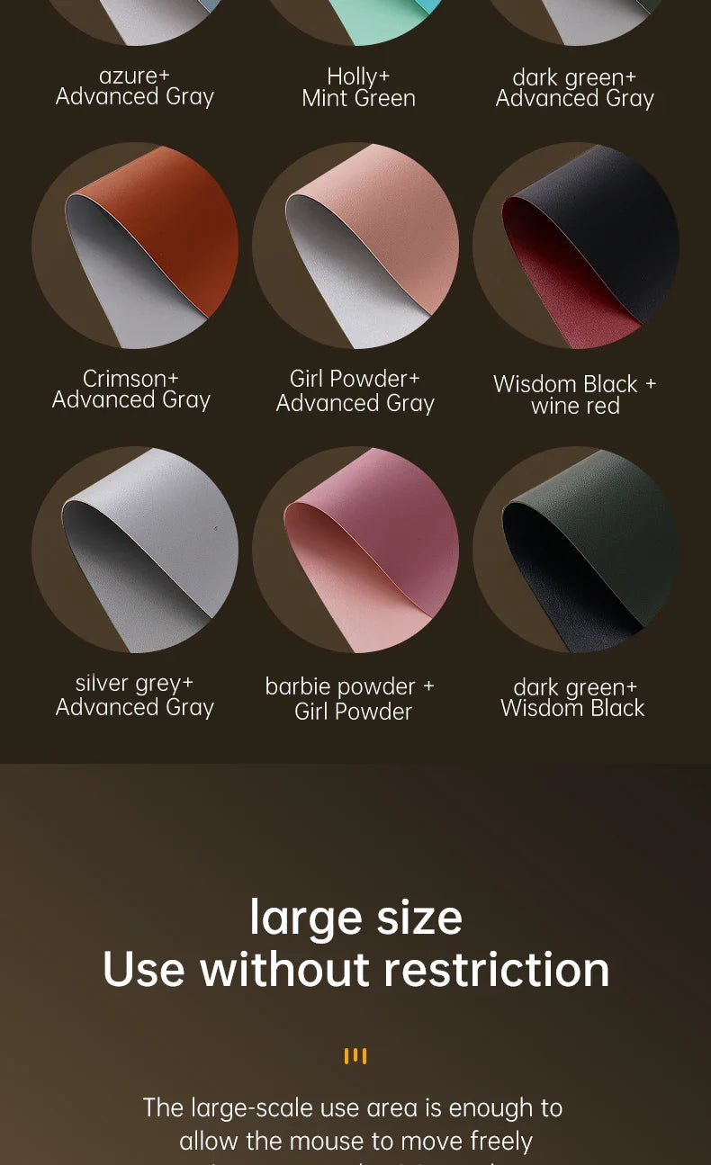 Home Office Large Mouse Pad Gamer Waterproof PU Leather Desk Mat - Computer Mousepad & Keyboard Pad for Gaming