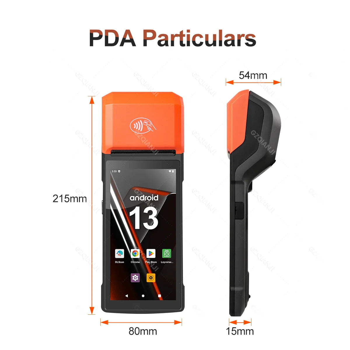 New 4G Wireless Wifi Handheld PDA Printers Android 8.1 13 POS Terminal Touch Screen Built-in 2D Barcode Scanner NFC Card Reader