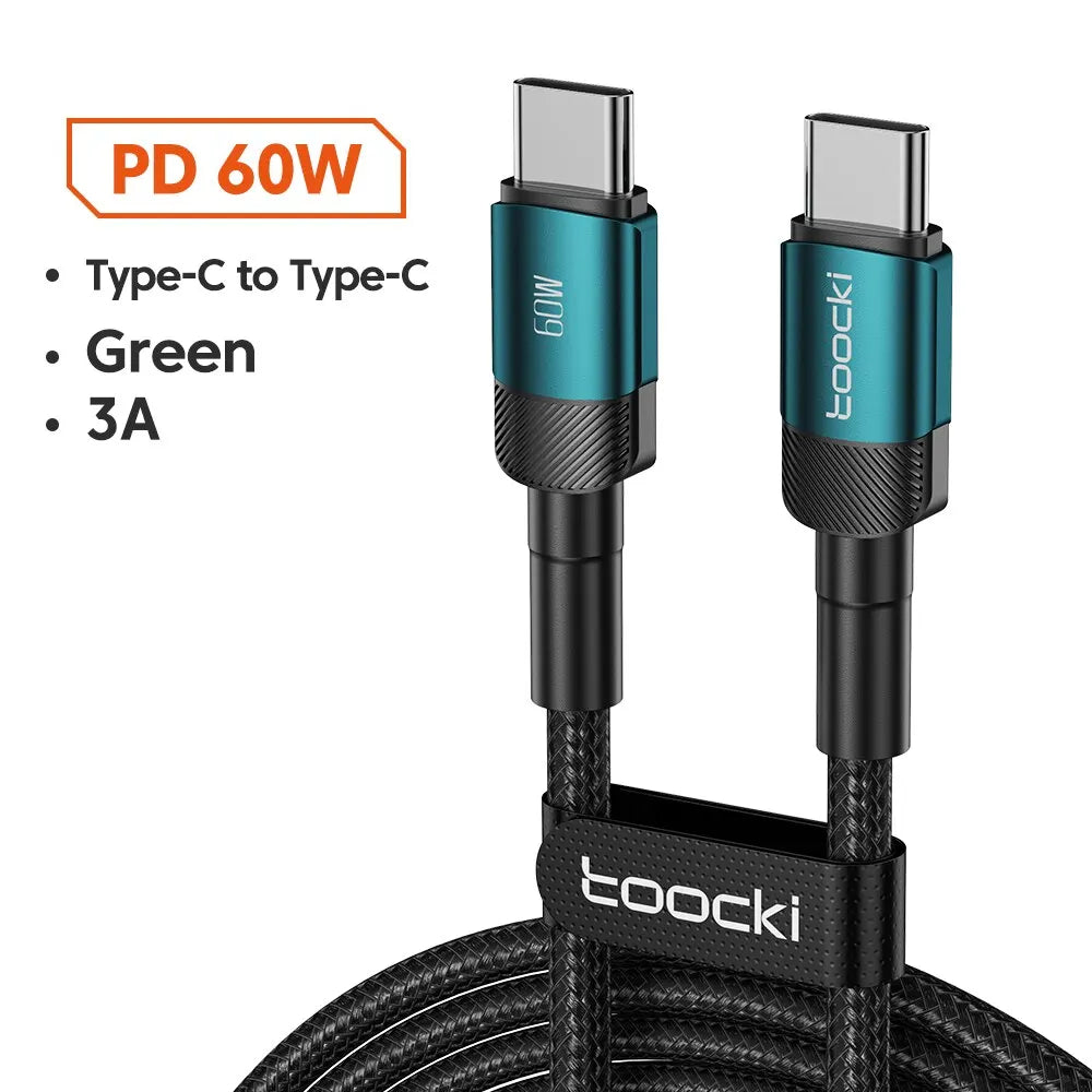Toocki USB Type C Cable Fast Charging USB C Charger Cord For For iPhone 15 14 13 12 11 Huawei P40 P30 Realme Oppo Oneplus 1m 2m
