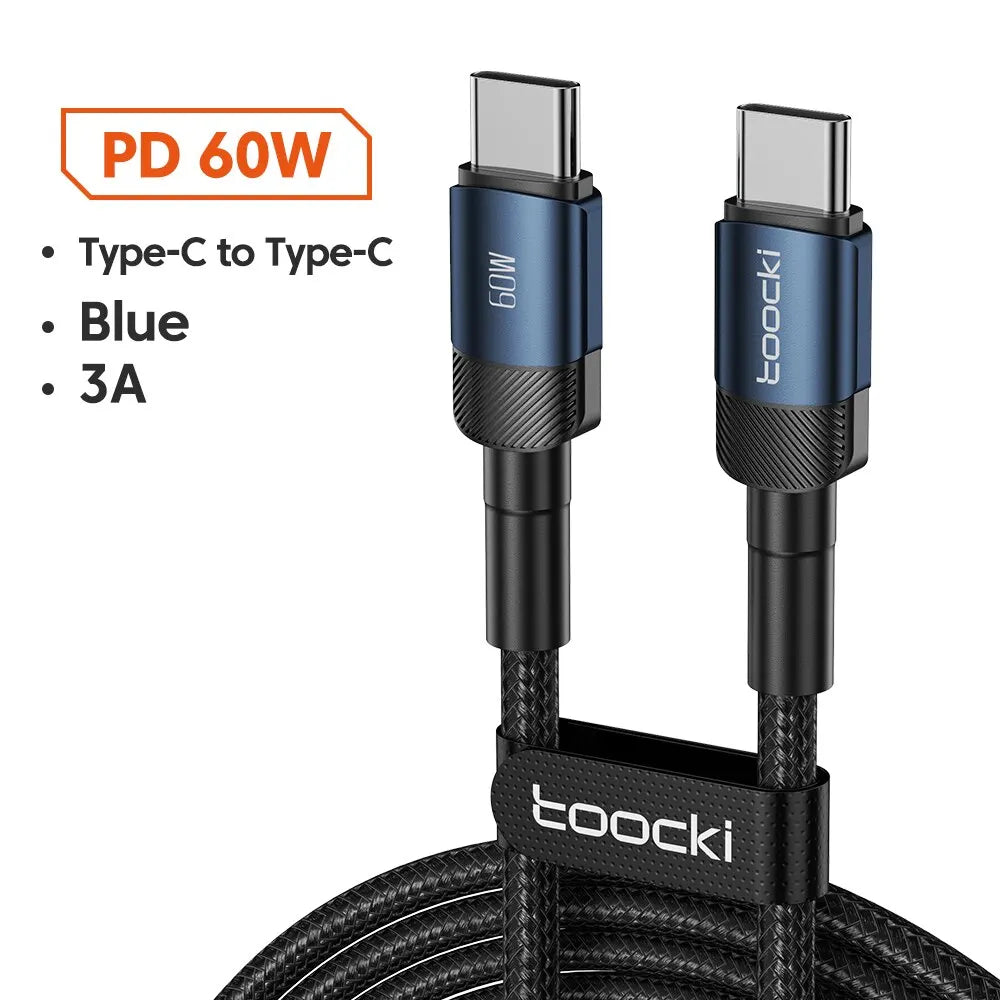Toocki USB Type C Cable Fast Charging USB C Charger Cord For For iPhone 15 14 13 12 11 Huawei P40 P30 Realme Oppo Oneplus 1m 2m