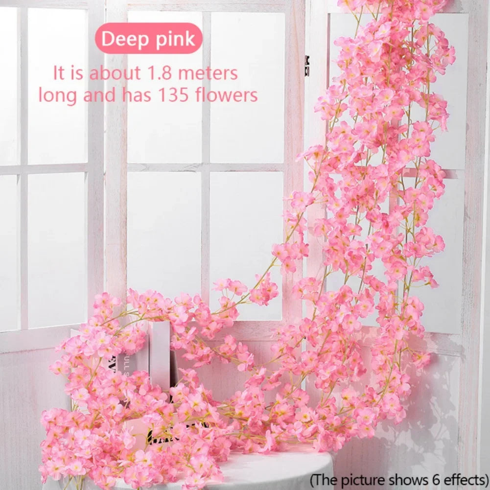 180cm Artificial Sakura Flower Vine - Wedding & Garden Arch Decor