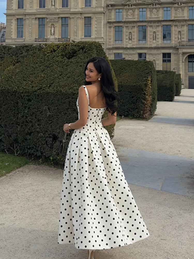 Polka Dot Summer Maxi Dress - Casual Retro Chic Style