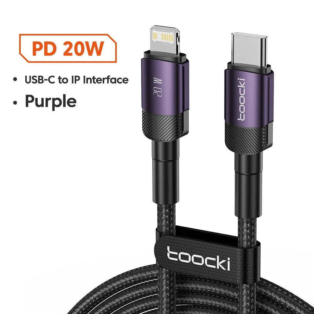 Toocki USB Type C Cable Fast Charging USB C Charger Cord For For iPhone 15 14 13 12 11 Huawei P40 P30 Realme Oppo Oneplus 1m 2m