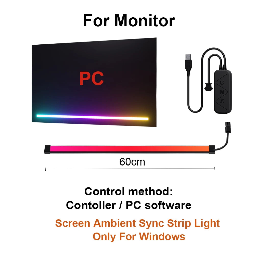 RGB Smart Ambient TV PC Display Sync LED Strip Light for Gaming