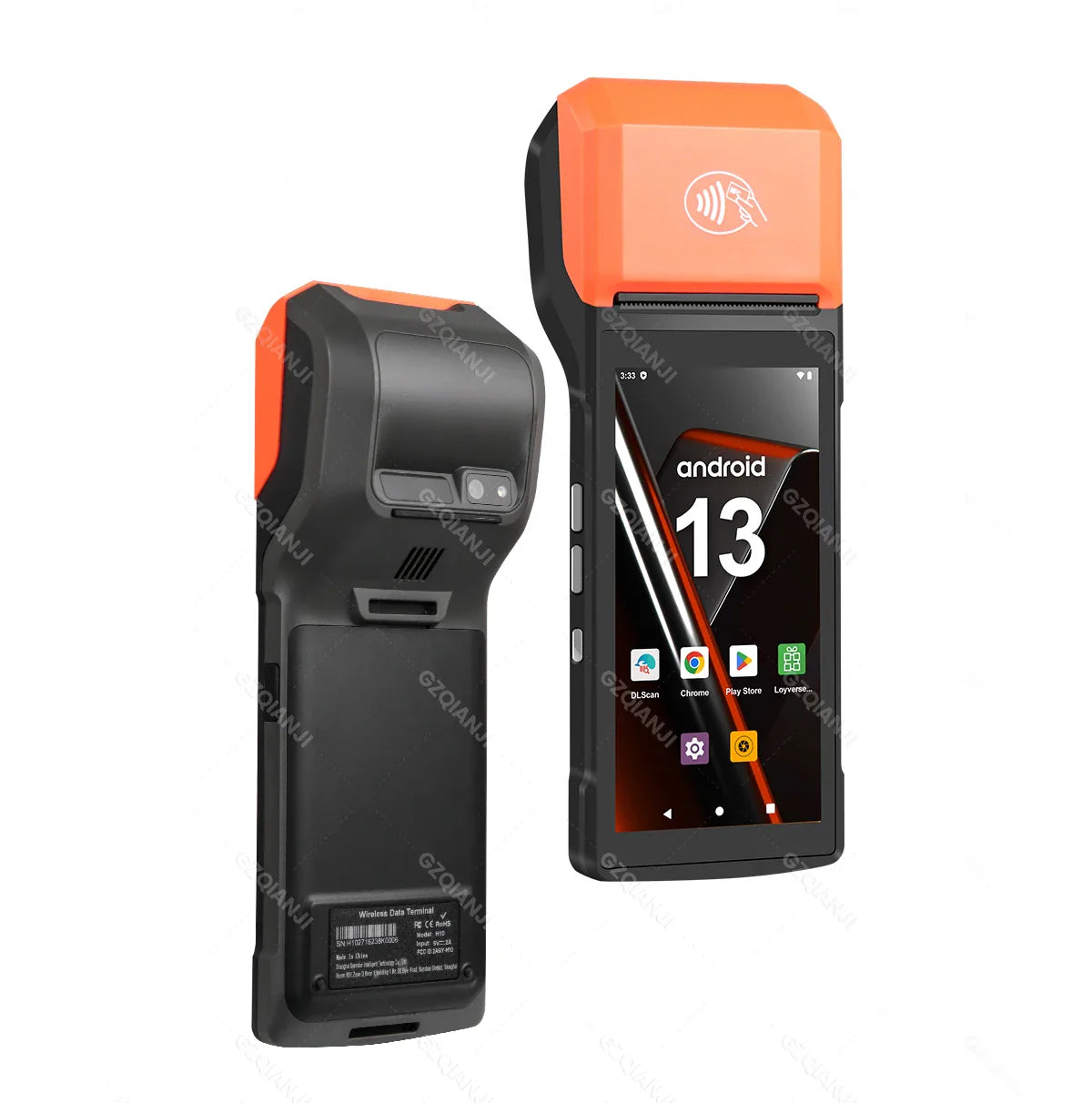 New 4G Wireless Wifi Handheld PDA Printers Android 8.1 13 POS Terminal Touch Screen Built-in 2D Barcode Scanner NFC Card Reader