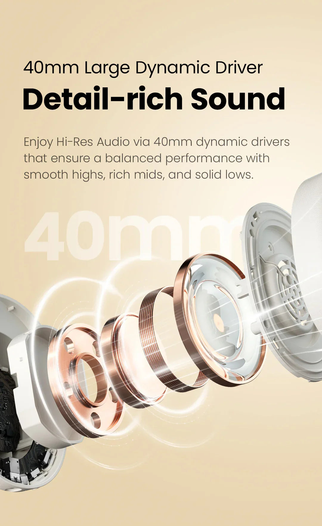 HAYLOU S30 Wireless Bluetooth 5.4 Headphones with 43dB ANC, 40mm Drivers, 80H Playtime