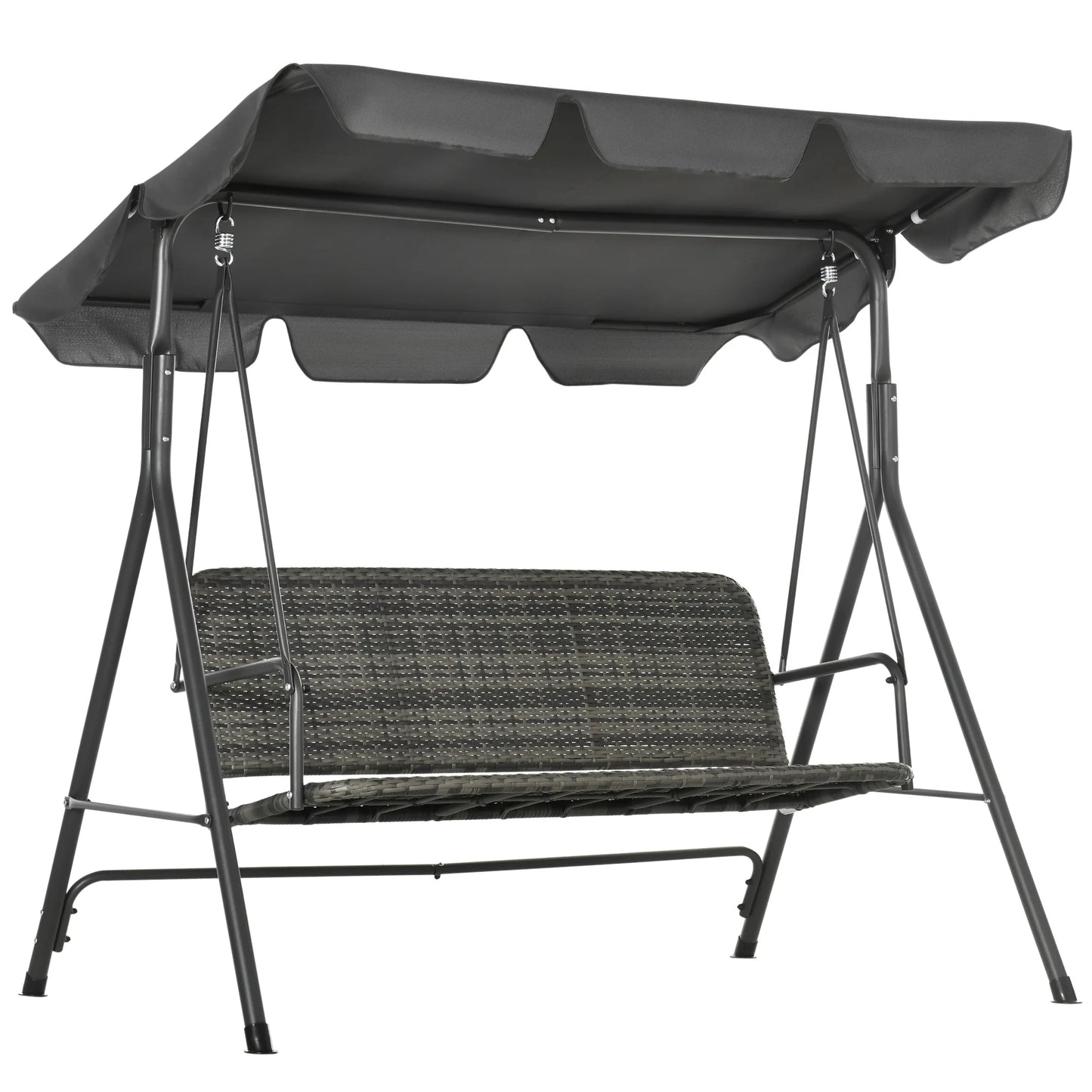 Outsunny 3 Seater Garden Swing Chair, Patio Rocking Bench with Tilting Canopy, Removable Cushion and Steel Frame, Light Grey