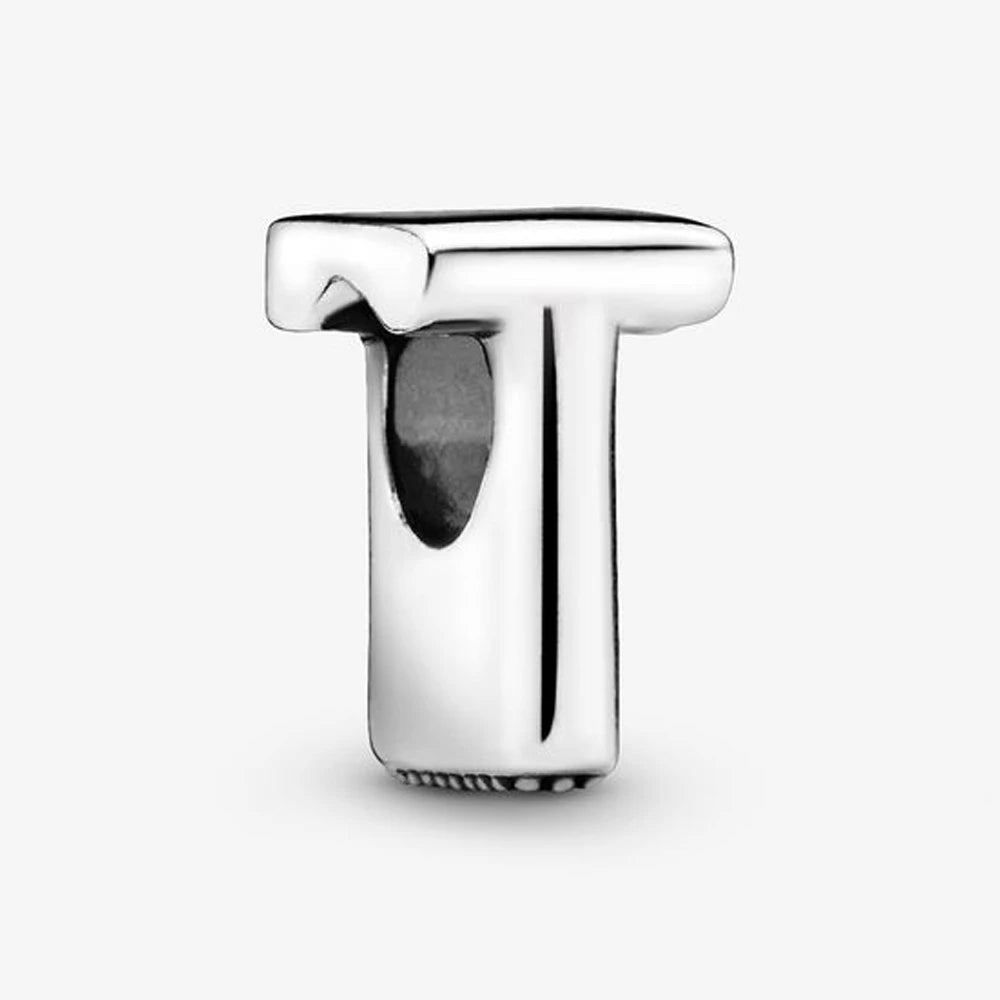 Authentic 925 Silver Plated 26 Letters A-Z Alphabet Bead Charm Fit Pan Bracelet Woman Handbag Holder