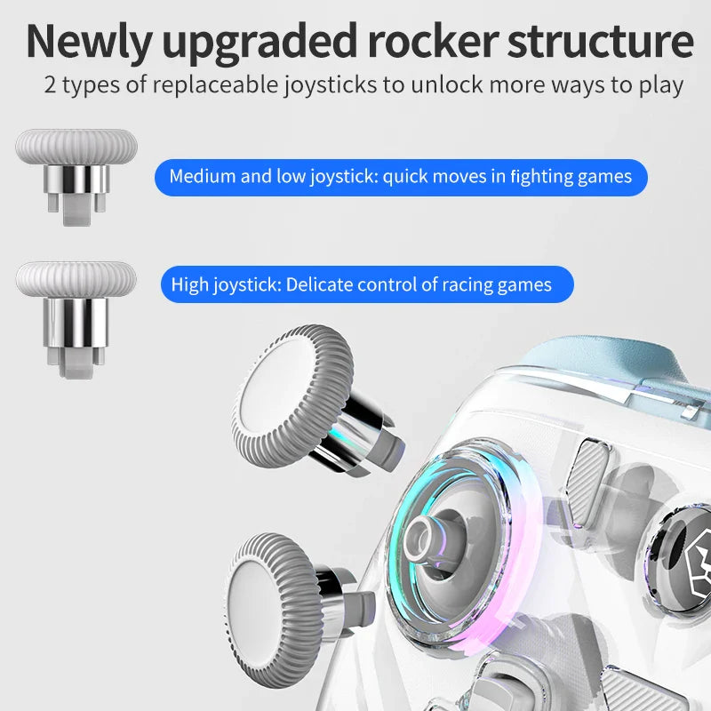 K10 RGB Wireless Gaming Controller with Charging Dock Hall Effect Joystick & Trigger for Nintendo Switch