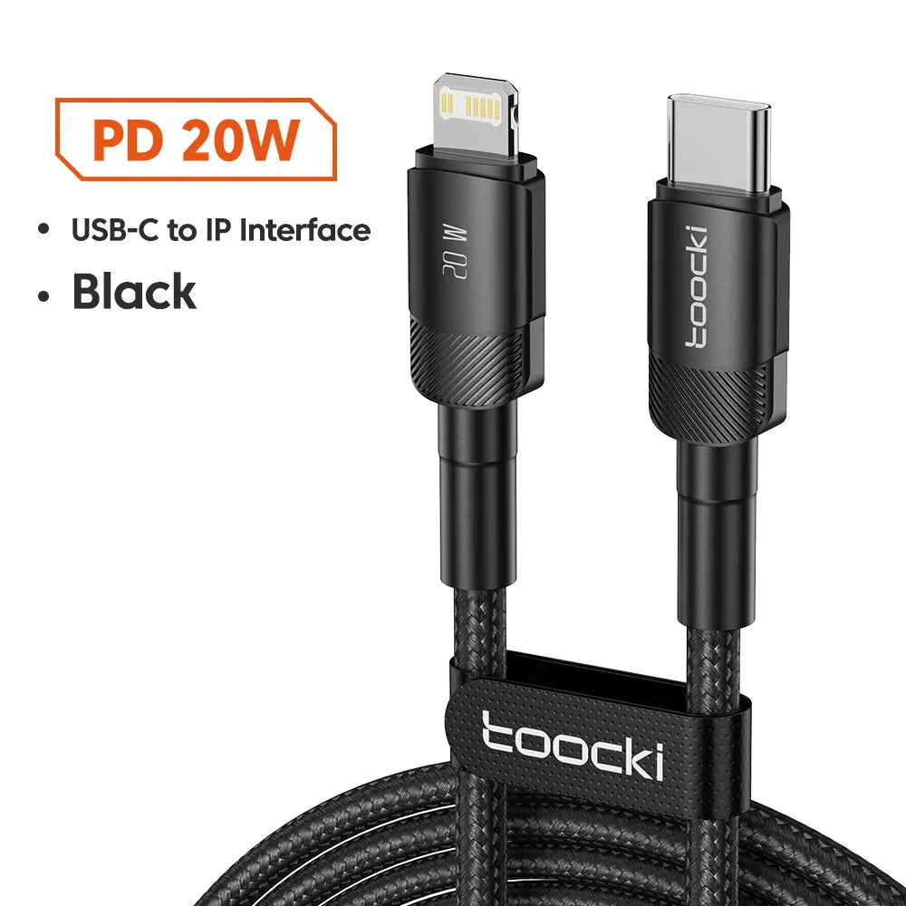 Toocki USB Type C Cable Fast Charging USB C Charger Cord For For iPhone 15 14 13 12 11 Huawei P40 P30 Realme Oppo Oneplus 1m 2m