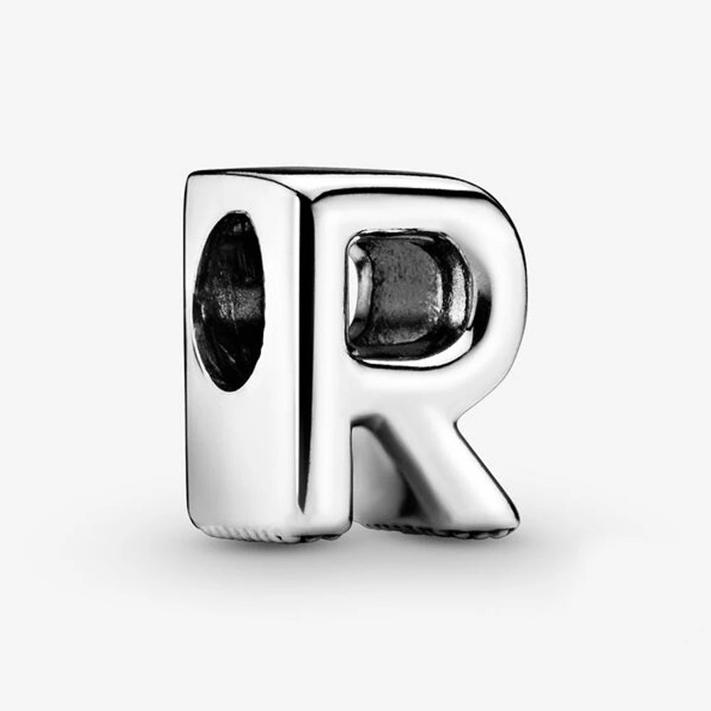 Authentic 925 Silver Plated 26 Letters A-Z Alphabet Bead Charm Fit Pan Bracelet Woman Handbag Holder