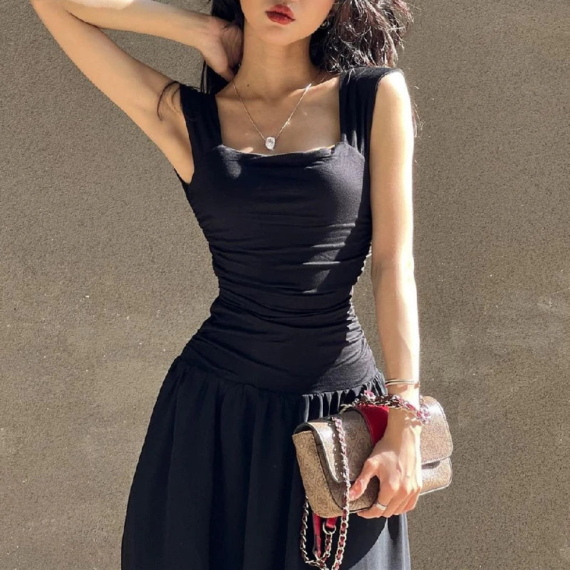 Sexy Black Maxi Dress - Summer Party Ruched Bodycon Style