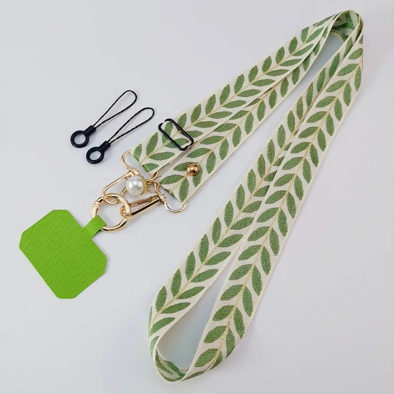 Universal Adjustable Mobile Phone Lanyard for Women Crossbody Single Shoulder Neck Strap Pearl Pendant Hanging Anti Loss Rope