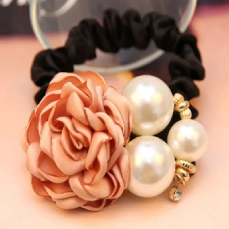 Stylish LOVEF Pearl Flower Hair Tie Set