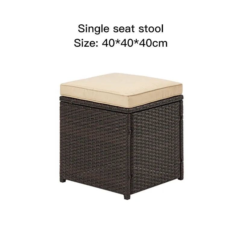 U_STYLE Outdoor, Patio Furniture Sets, 4 Piece Conversation Set Wicker Ratten Sectional Sofa with Seat Cushions(Beige Brown)