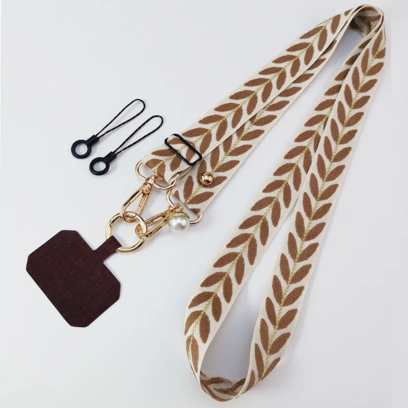 Universal Adjustable Mobile Phone Lanyard for Women Crossbody Single Shoulder Neck Strap Pearl Pendant Hanging Anti Loss Rope