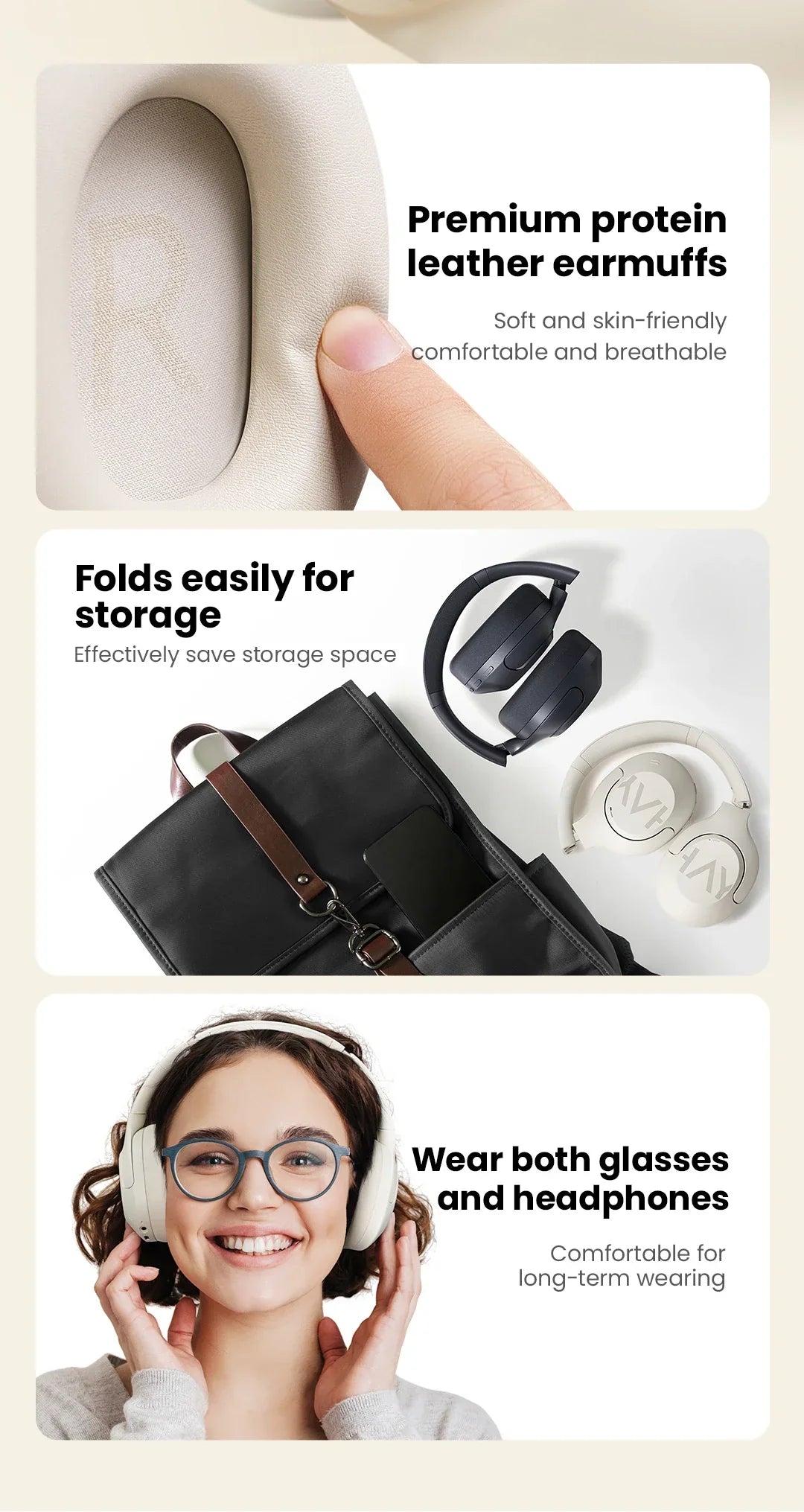 HAYLOU S30 Wireless Bluetooth 5.4 Headphones with 43dB ANC, 40mm Drivers, 80H Playtime