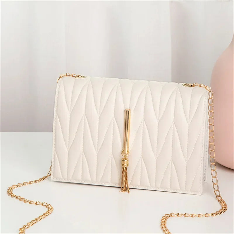 Women's Crossbody Small Square Bag V Pattern Plaid Pillow Bag