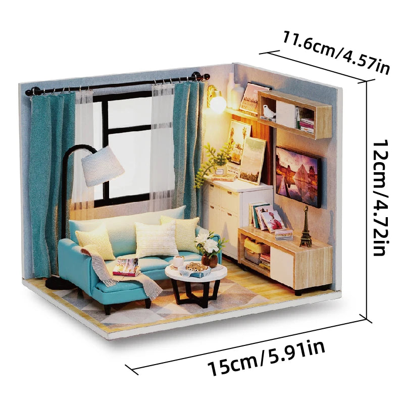 Wooden Miniature Doll House DIY Small House Kit Assembled DollHouses Building Model 3D Puzzle Toy With Furniture Adults Gifts