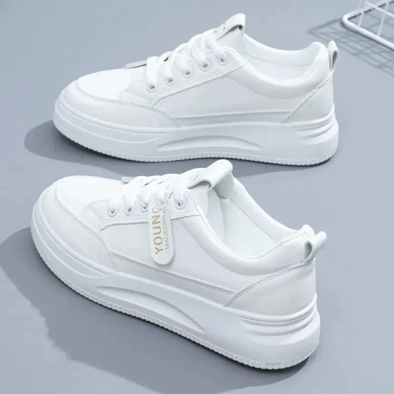 Lace Up Contrast Round Toe Platform Sneakers