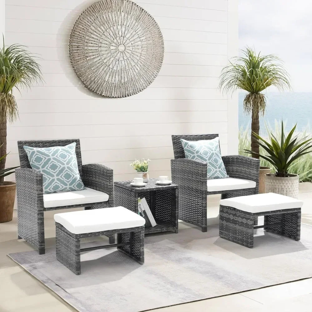 Kitcheniva Outdoor 3-Pcs Rattan Garden Sofa Set