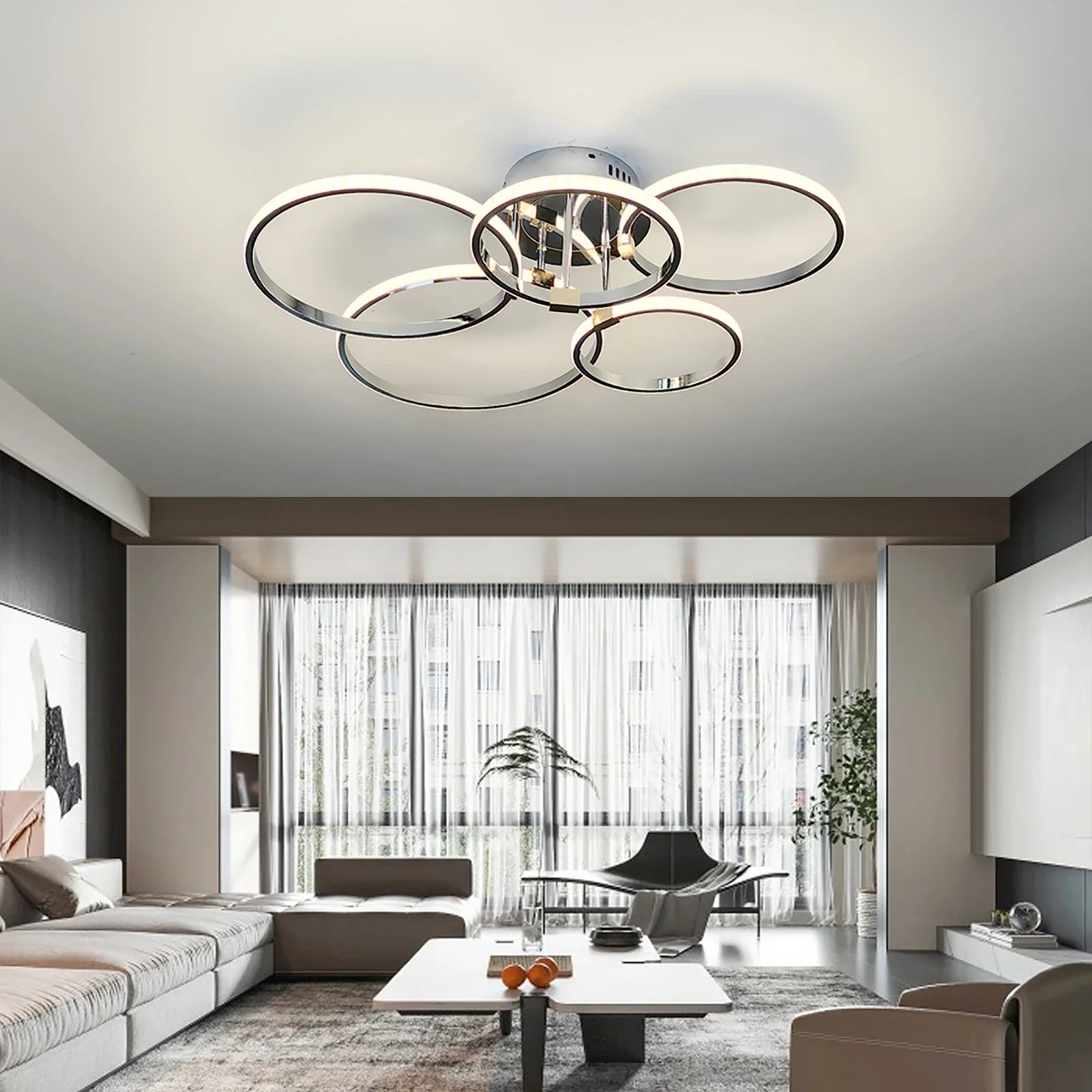 Sleek 4/6 Ring LED Chandelier