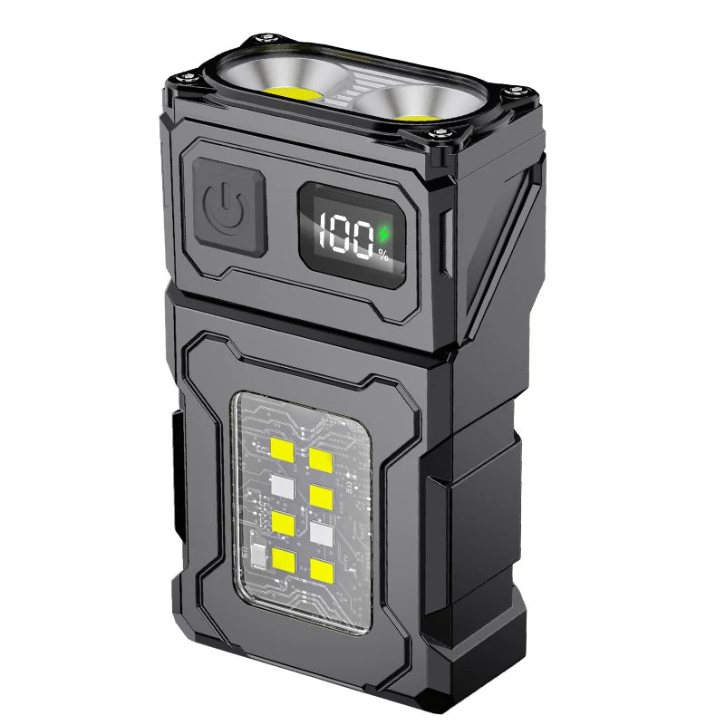 Multifunctional COB Flashlight Ajustable Angle LED Outdoor Torch Portable Keychain Light Magnetic Camping Warning Lamp