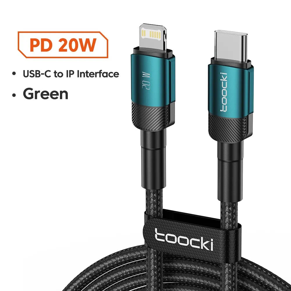 Toocki USB Type C Cable Fast Charging USB C Charger Cord For For iPhone 15 14 13 12 11 Huawei P40 P30 Realme Oppo Oneplus 1m 2m