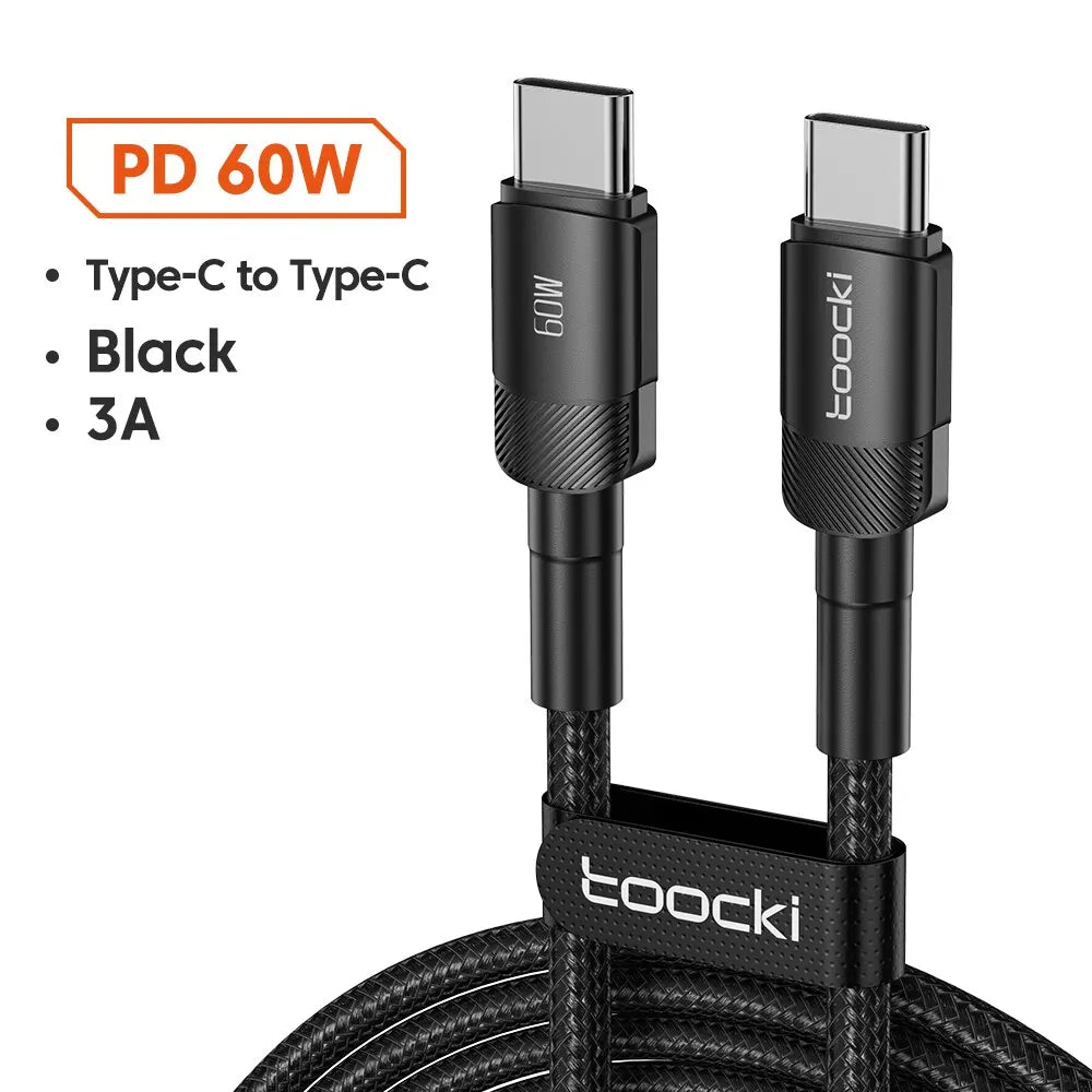 Toocki USB Type C Cable Fast Charging USB C Charger Cord For For iPhone 15 14 13 12 11 Huawei P40 P30 Realme Oppo Oneplus 1m 2m