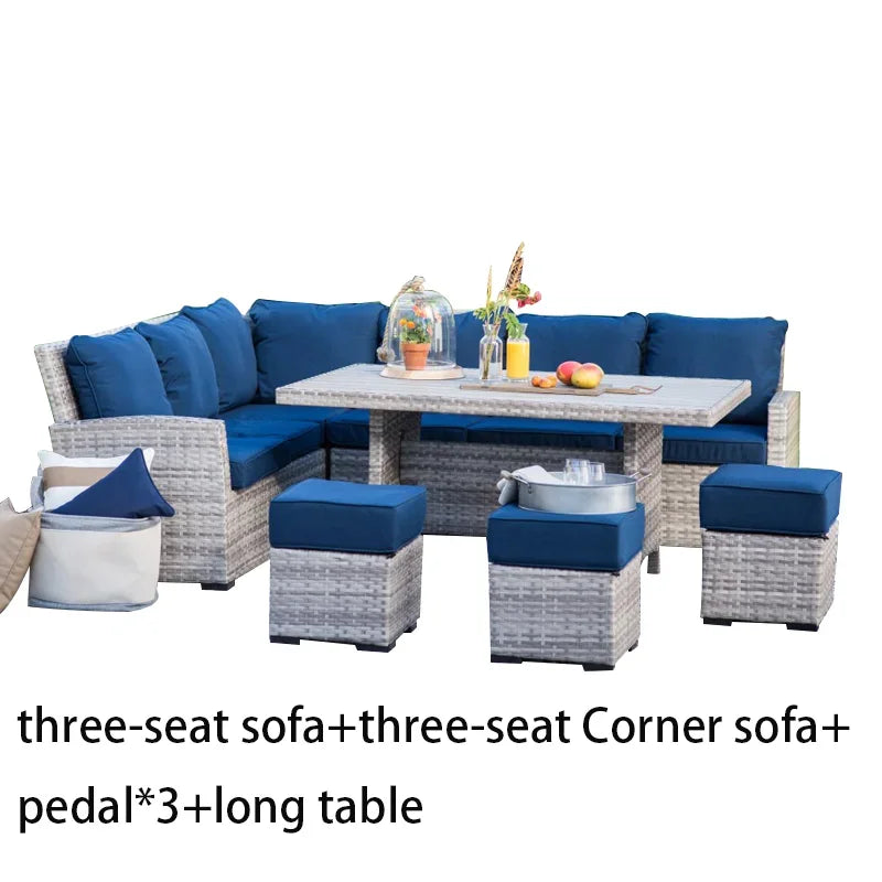 U_STYLE Outdoor, Patio Furniture Sets, 4 Piece Conversation Set Wicker Ratten Sectional Sofa with Seat Cushions(Beige Brown)