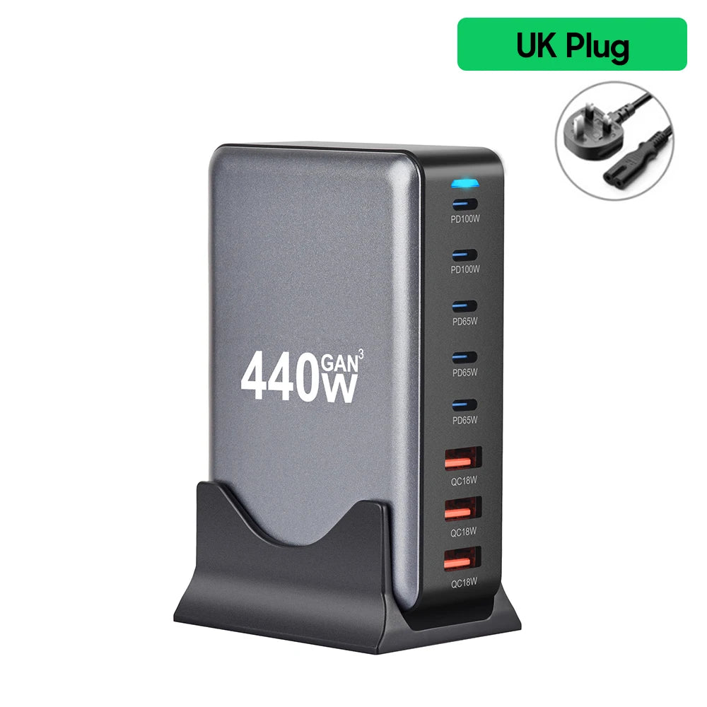 320W GaN USB-C Fast Charger – 8-Port PD & QC 3.0 Hub for iPhone 15/14, Samsung & More