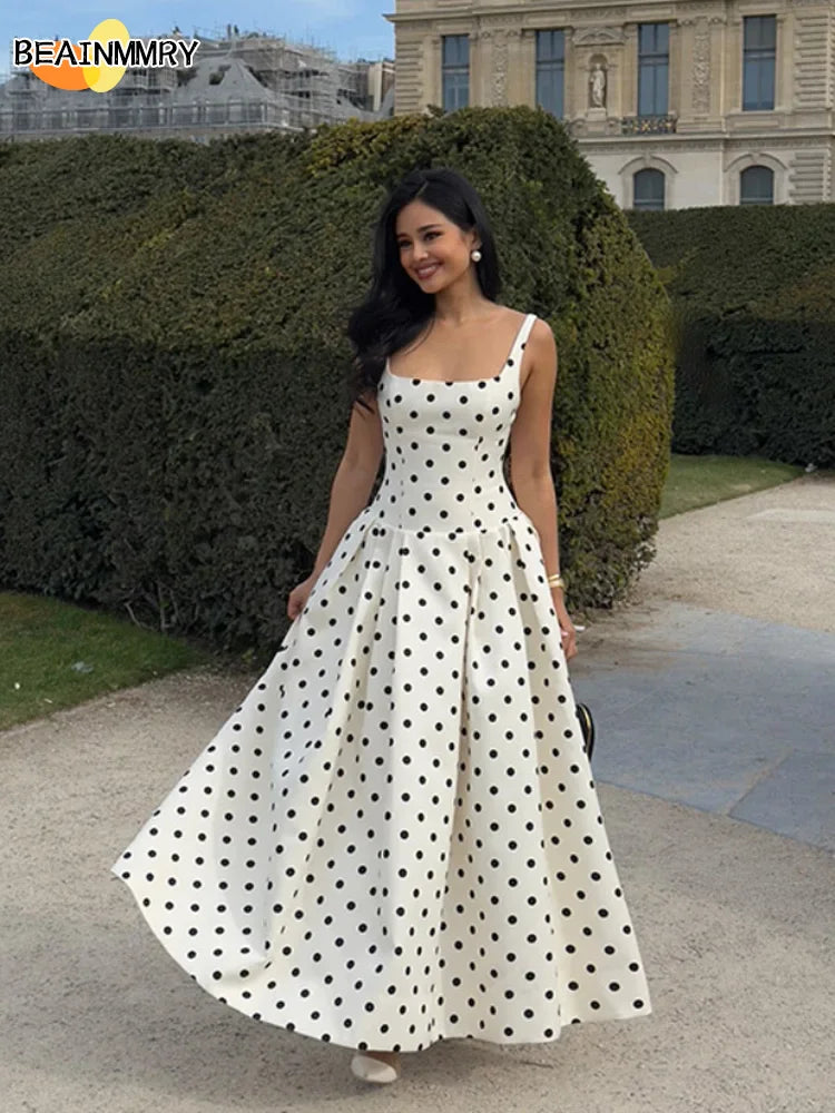 Polka Dot Summer Maxi Dress - Casual Retro Chic Style
