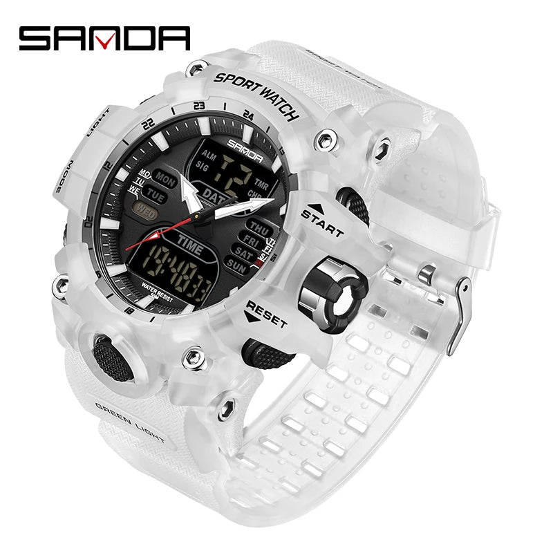 LED Digital Men Watch with Double Display and Quartz Movement