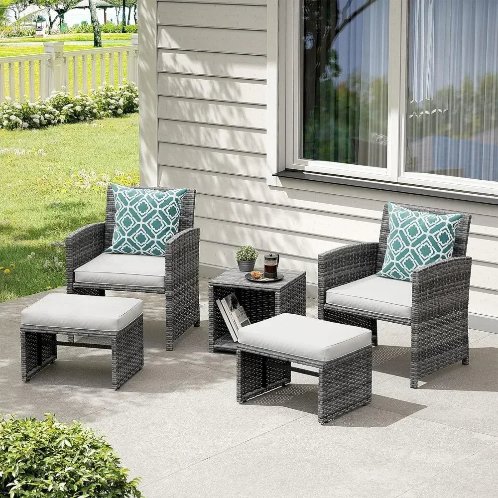 Kitcheniva Outdoor 3-Pcs Rattan Garden Sofa Set
