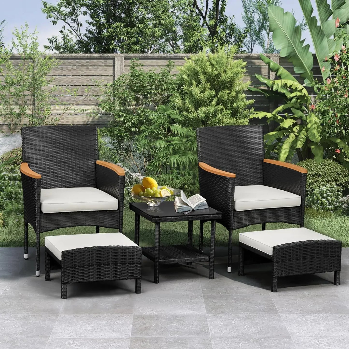 Kitcheniva Outdoor 3-Pcs Rattan Garden Sofa Set