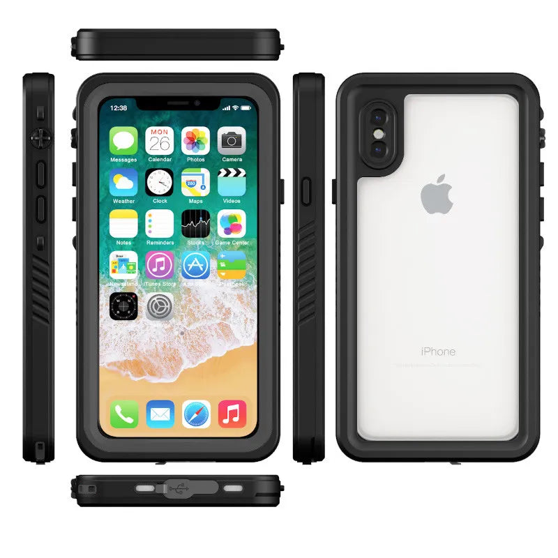 IP68 Waterproof Phone Case for iPhone 15 14 13 12 11 Pro XS MAX XR 6 6S 7 8 Plus Diving Rugged Clear Back Cover Screen Protector