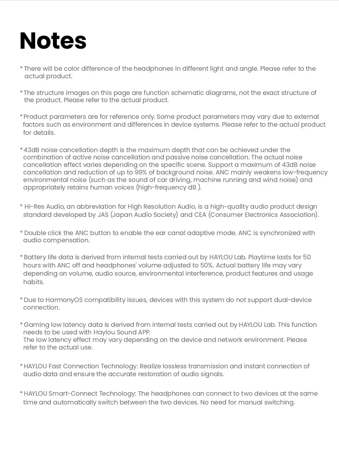 HAYLOU S30 Wireless Bluetooth 5.4 Headphones with 43dB ANC, 40mm Drivers, 80H Playtime