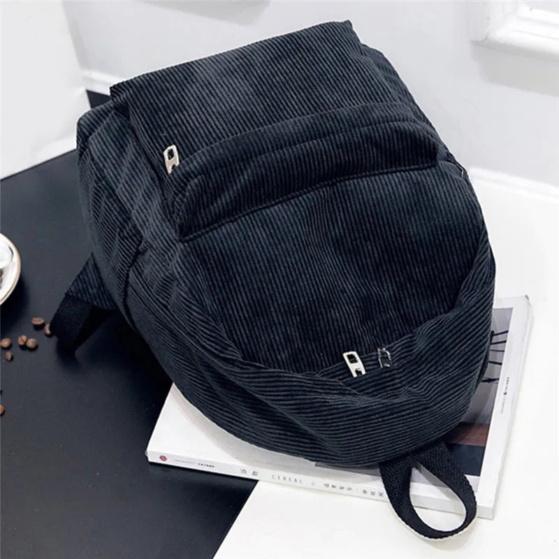 Xajzpa New Trend Backpack Fashion Women Corduroy Backpack College Women Solid Color School Backpack Travel Shoulder Bags For Teenagers