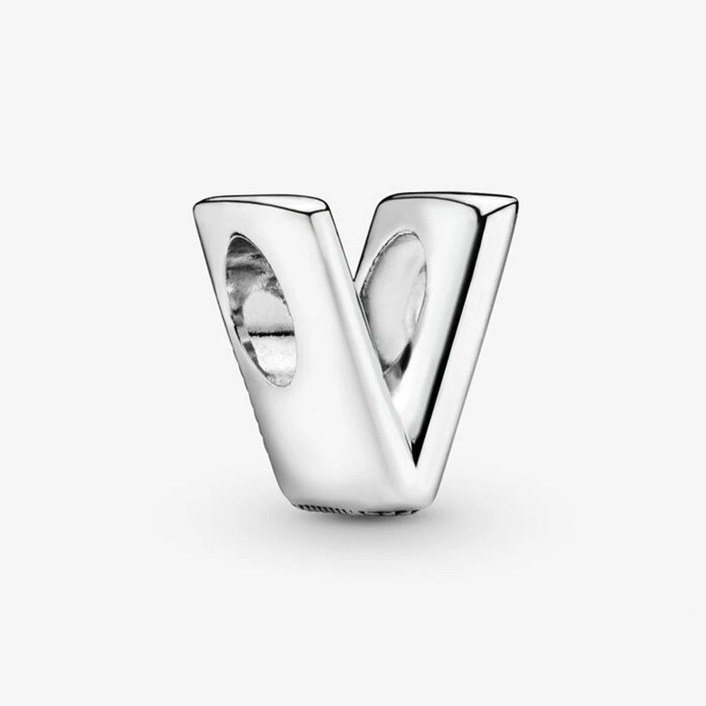 Authentic 925 Silver Plated 26 Letters A-Z Alphabet Bead Charm Fit Pan Bracelet Woman Handbag Holder