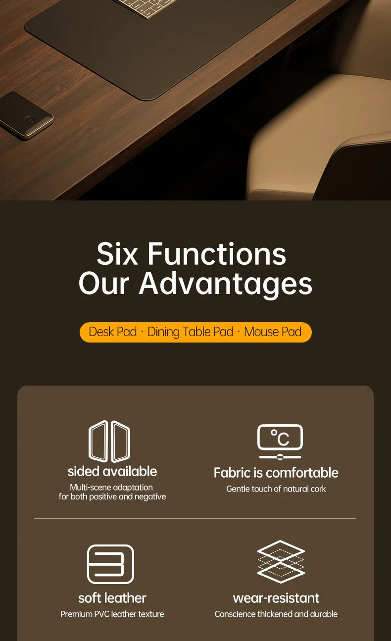 Home Office Large Mouse Pad Gamer Waterproof PU Leather Desk Mat - Computer Mousepad & Keyboard Pad for Gaming