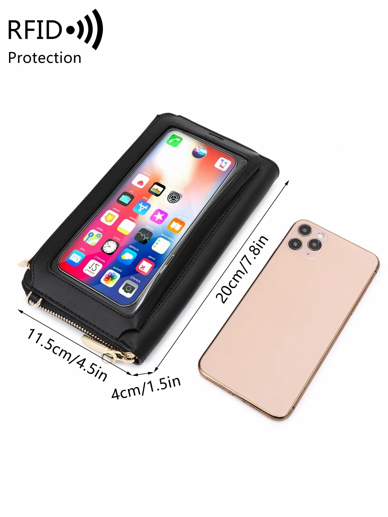 Xajzpa RFID Blocking Touch Screen Mobile Phone Bag, Functional Crossbody Long Wallet, Women's Mini Coin Purse