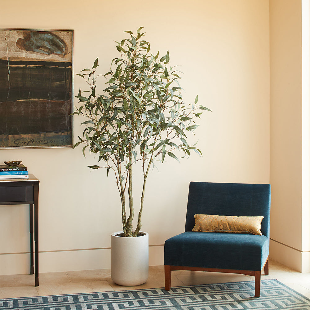 Artificial Willow Eucalyptus Tree 7' with Artisan Planter